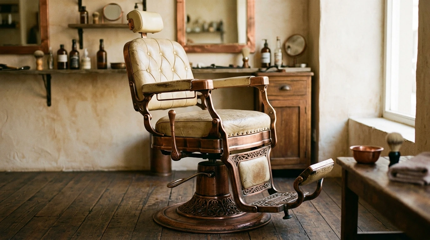 Fauteuil de barbier vintage en cuir rouge