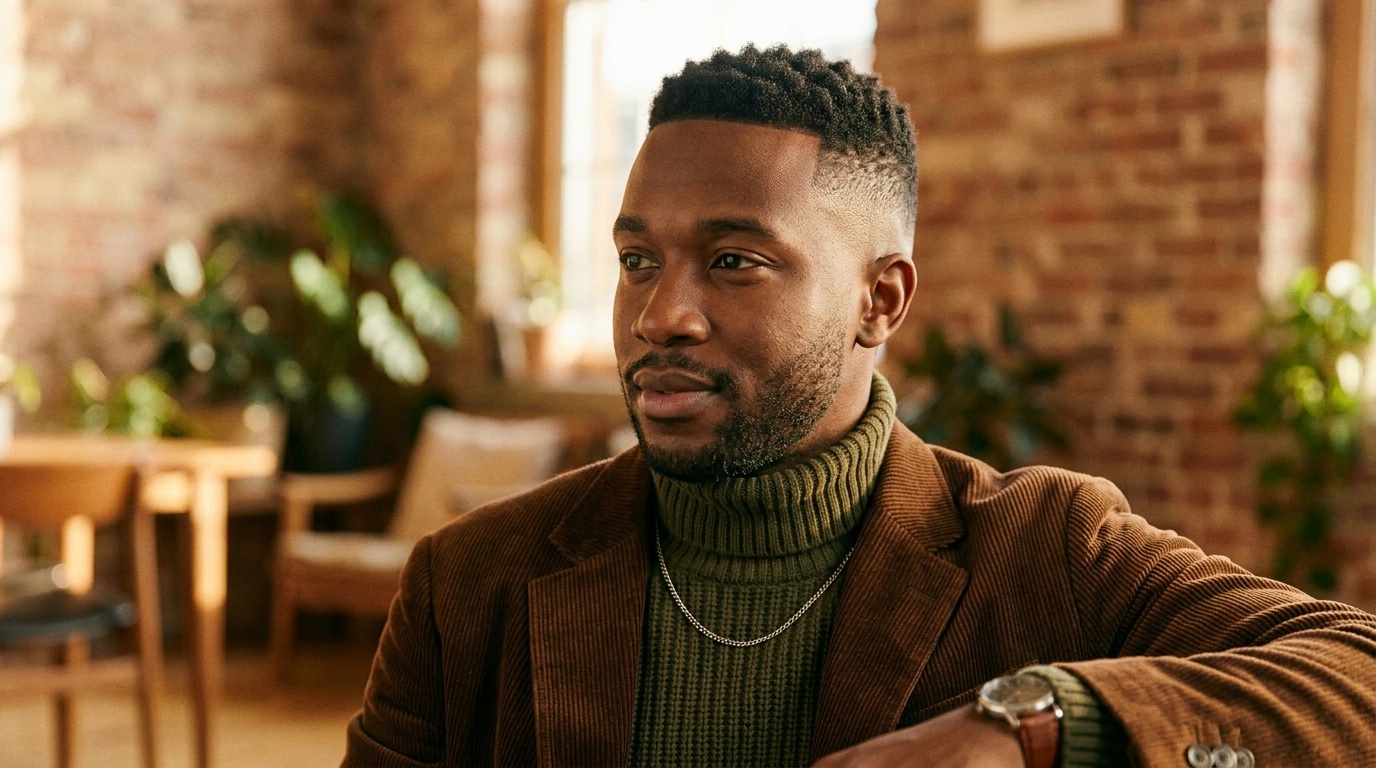 Homme avec une coupe de cheveux soignée dégradée