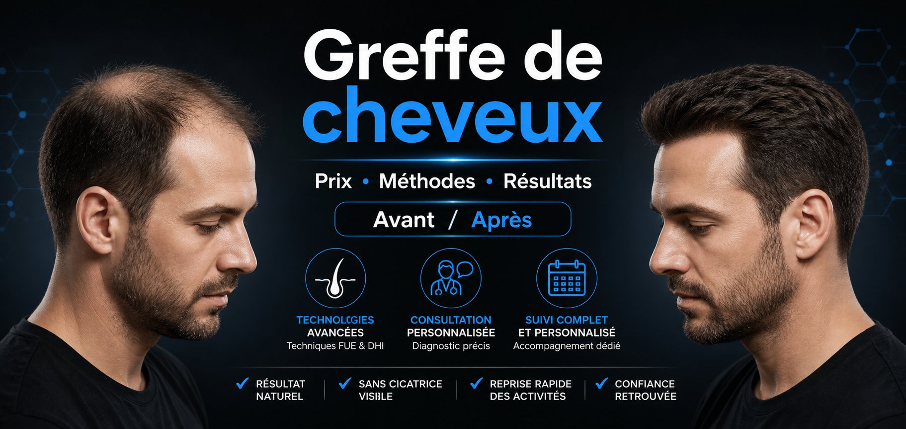 Greffe cheveux homme prix méthodes résultats