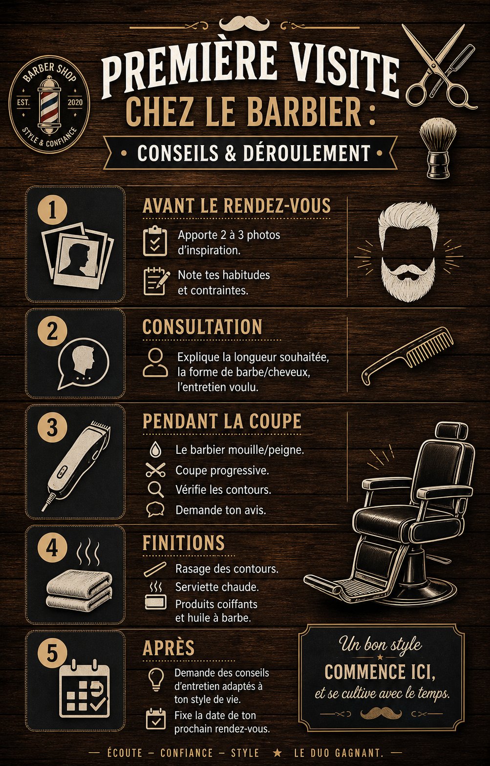 Première visite barbier conseils attente déroulement