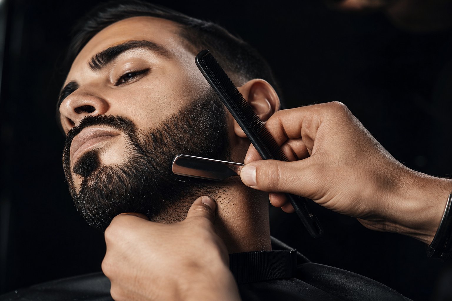 Taille barbe technique contours rasoir précision