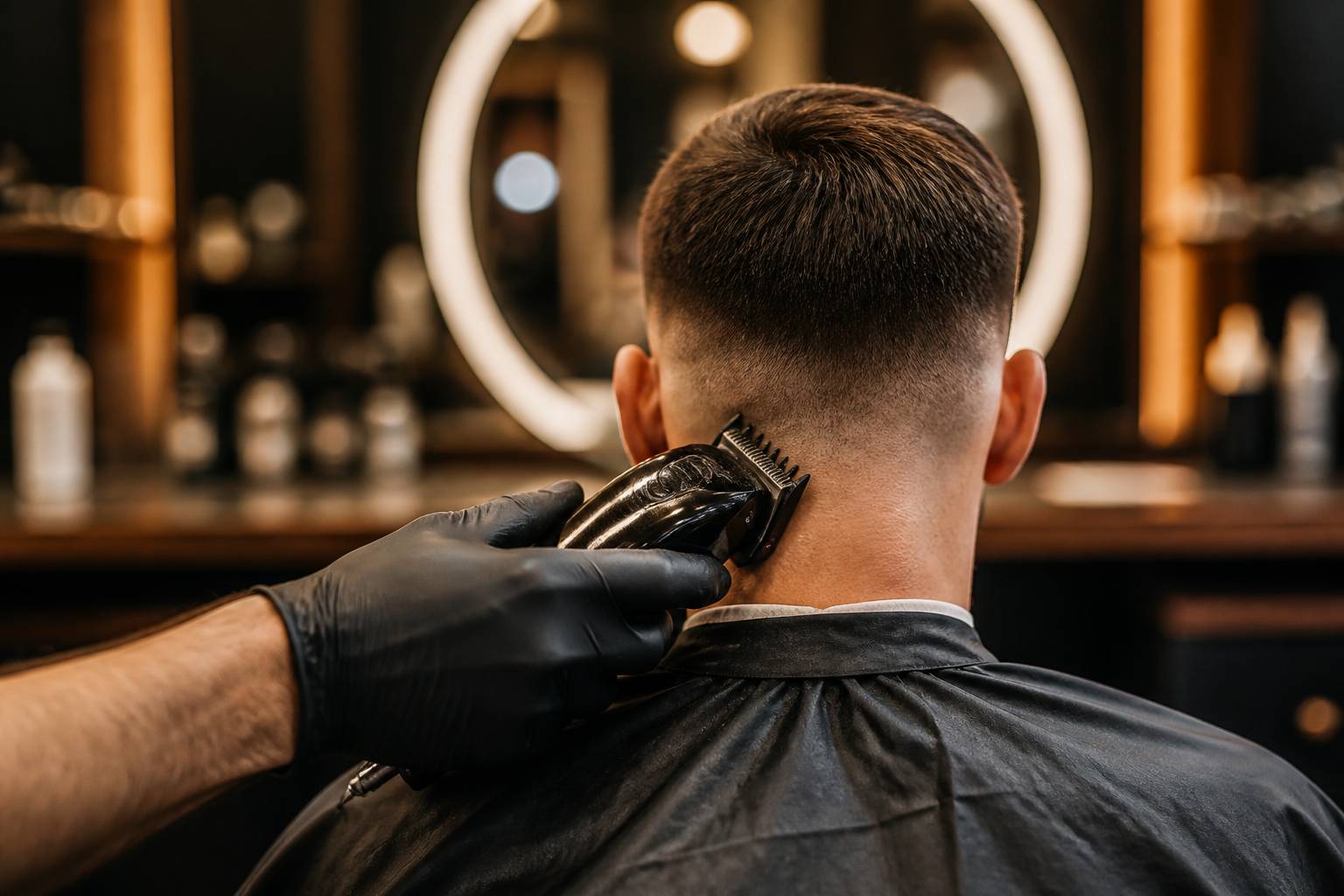 Tondeuse professionnelle dégradant une nuque aux cheveux courts